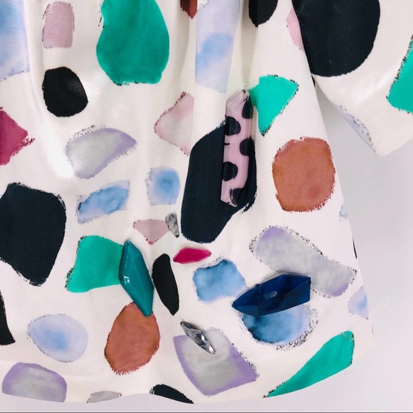 MSGM Fantasia Pois Off-Shoulder Gemstone Embellished Satin Top Sz 2 Extra Small - Picture 8 of 9